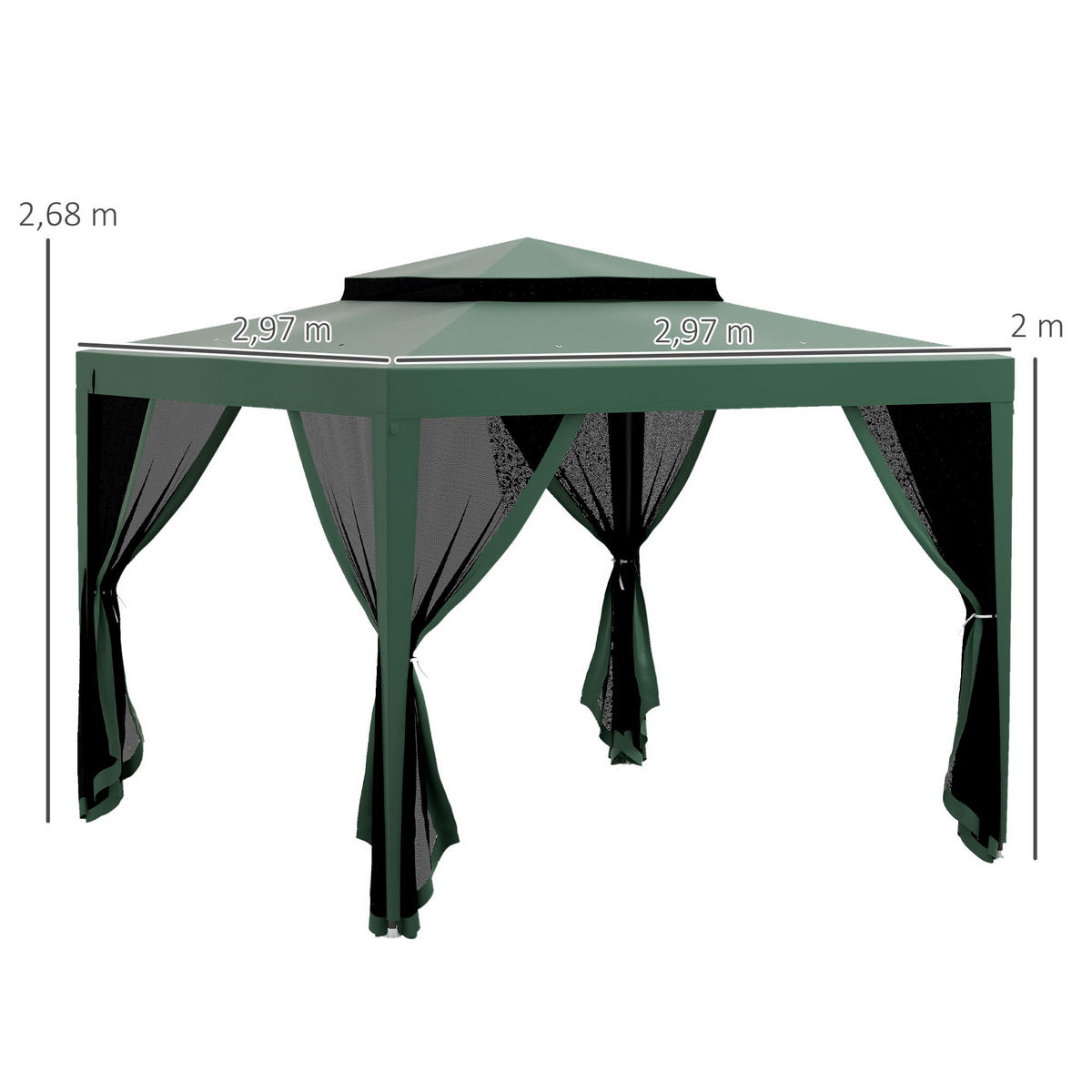 PAVILLON Grun 1 Stück - Grün, Naturmaterialien (297/268/297cm) - GiPP