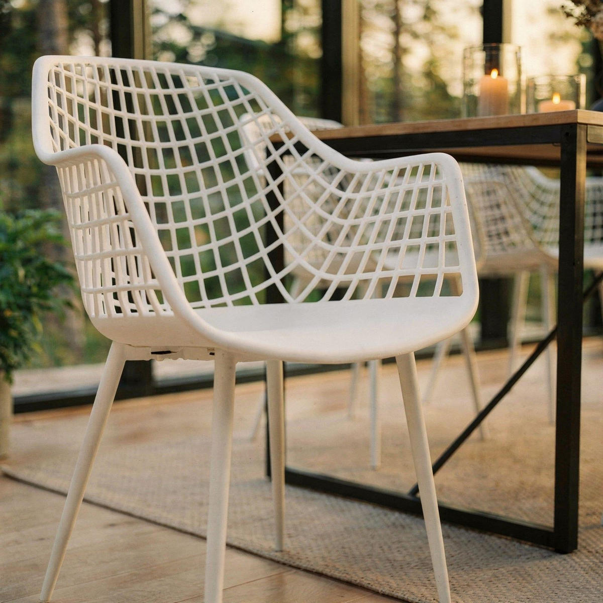 GARTENSTUHL LUCIA 4er-Set weiß/weiß - Weiß, Textil (58/85/55cm) - IDIMEX