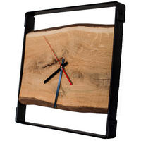 WANDUHR - Eiche / Metallrahmen mit Nuten - 37 x 37 x 4cm - Naturfarben, Holz (37/37/4cm) - holz4home