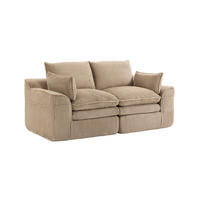 2-SITZER-SOFA aus Cord 191x94x85 cm Khaki mit Seitentaschen, Kissen und Federkern für hohen Sitzkomfort - Beige, Textil (191/85/94cm) - Modfu