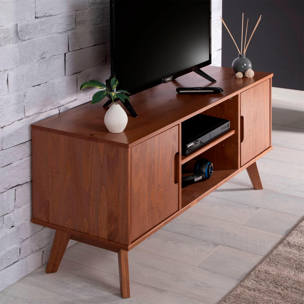 LOWBOARD TIVOLI - Dunkelbraun, Holz (114/54/39cm) - IDIMEX