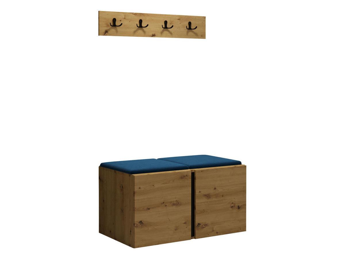 GARDEROBEN-SET Orion VI - Blau/Eiche Artisan, Holzwerkstoff/Kunststoff (84/42/46cm) - MIRJAN24