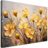 WANDBILD gelbe blumen pflanzen tautropfen - Gelb, Textil (60/40cm) - Feeby