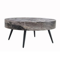 KONFERENČNÍ stolek 70/70/35,5 cm šedý z MDF a kovu s mramorovým dekorem - černá, kompozitní dřevo (70/70/35.5cm) - OKWISH