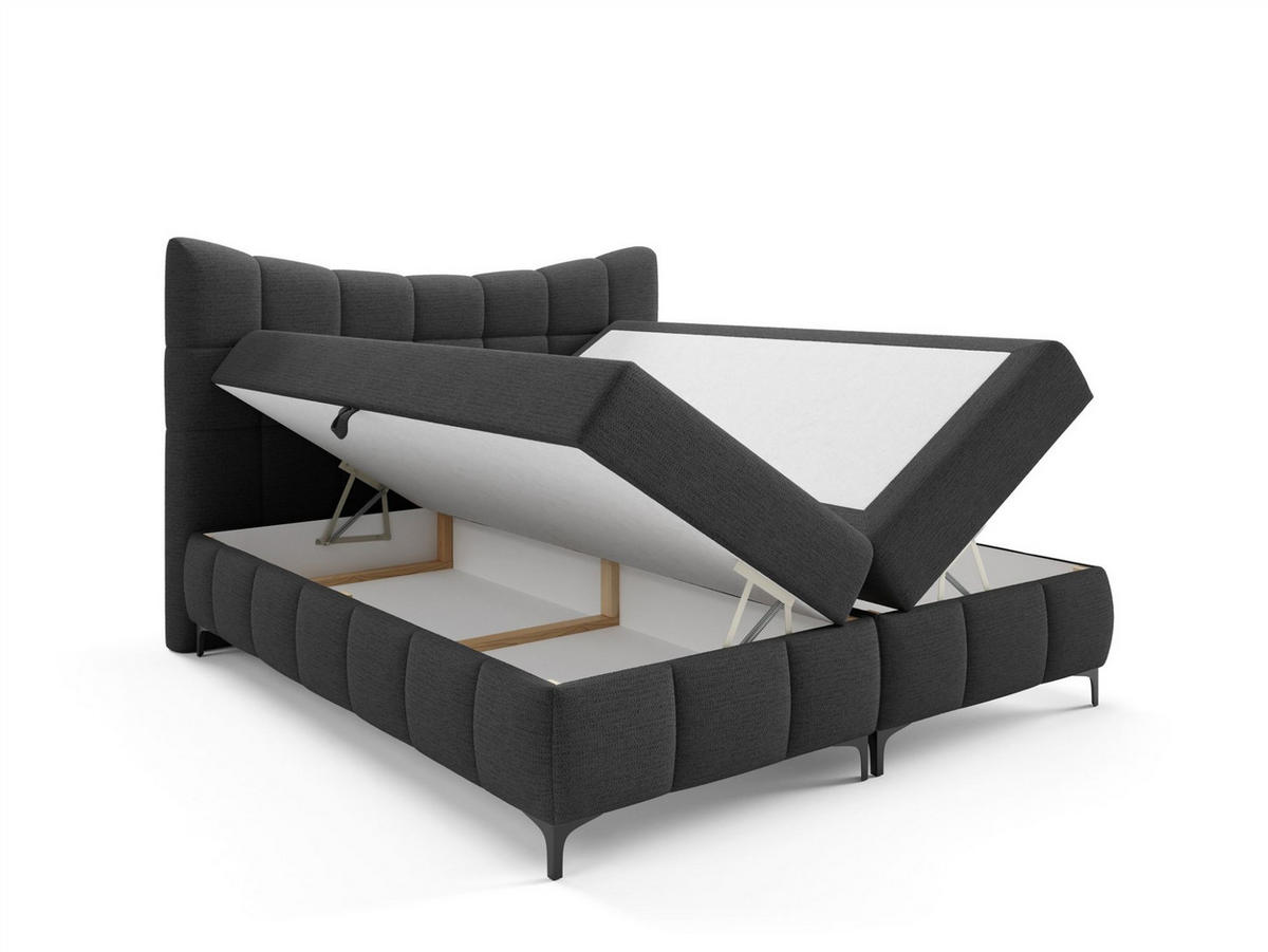 BOXBETT Charles Premi.. In Aragon - Schwarz, Holzwerkstoff/Textil (180/200cm) - Fun Möbel