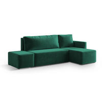 ECKSOFA VELOTTI R-S Grün Plüsch-Stoff mit Schlaffunktion - Grün, Holz (261/143cm) - MASSENO