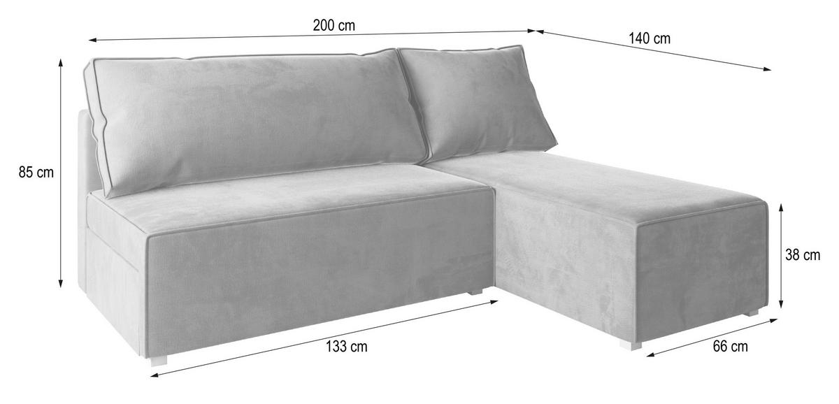 ROHOVÁ SEDAČKA BRISO světle šedá - šedá/světle šedá, dřevo/textil (200/140cm) - MASSENO