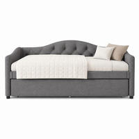 POLSTERBETT 90/200 mit Ausziehbett aus Leinen und MDF in Grau - Grau, Holzwerkstoff/Textil (90/200cm) - EVRYAE