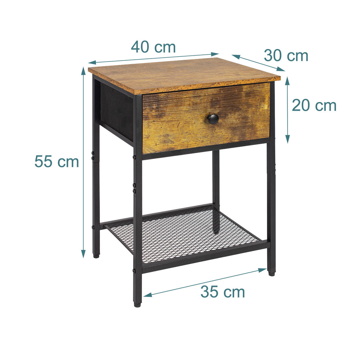 2XNACHTTISCH - Multicolor, Holzwerkstoff/Textil (40/55/30cm) - Relaxdays