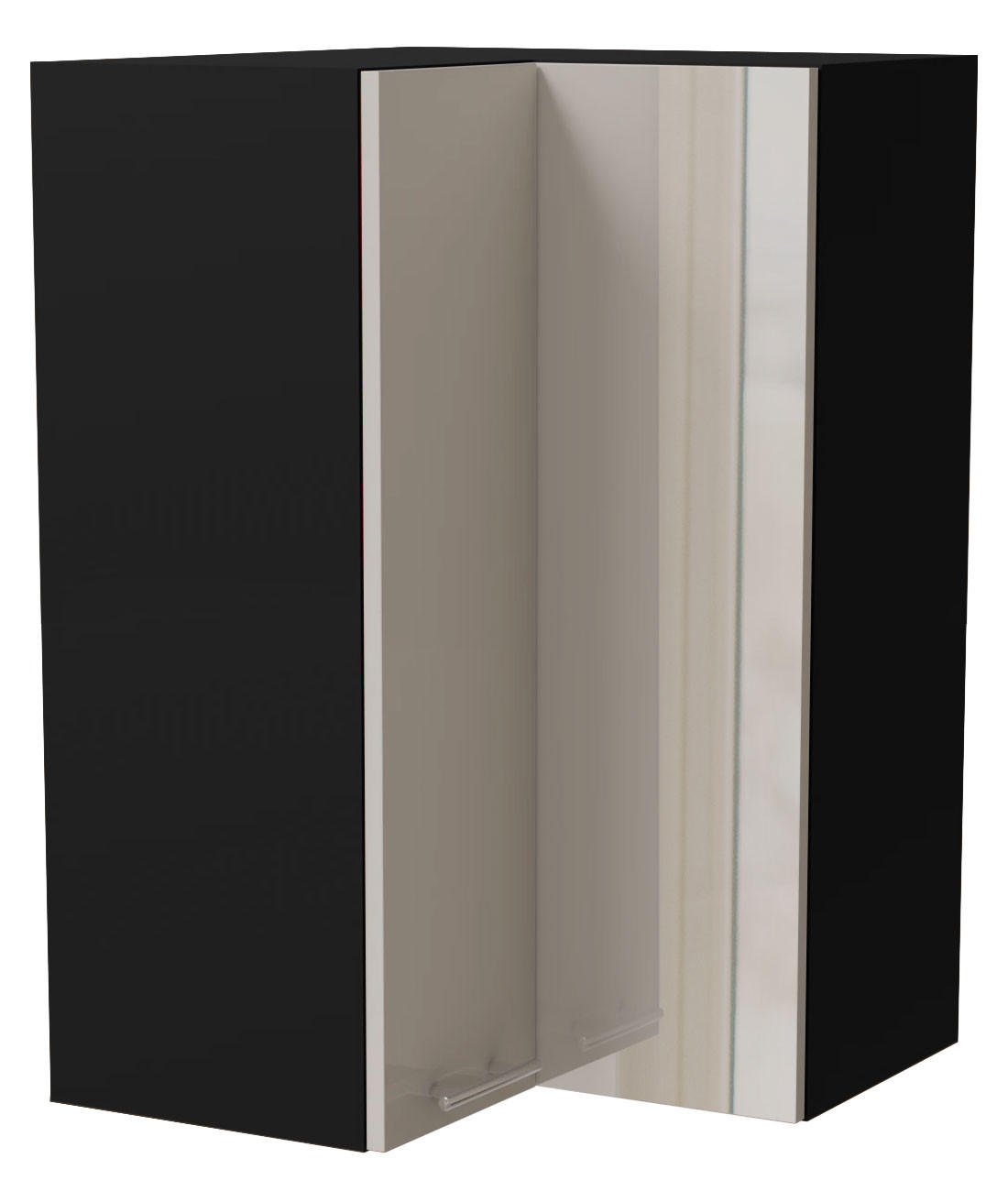 ECKHÄNGESCHRANK Brerra W14/60 Schwarz / RAL 9001 creme Hochglanz 60 / 60 / 96cm - Creme/Schwarz, Holz/Holzwerkstoff (60/96/60cm) - Feldmann-Wohnen