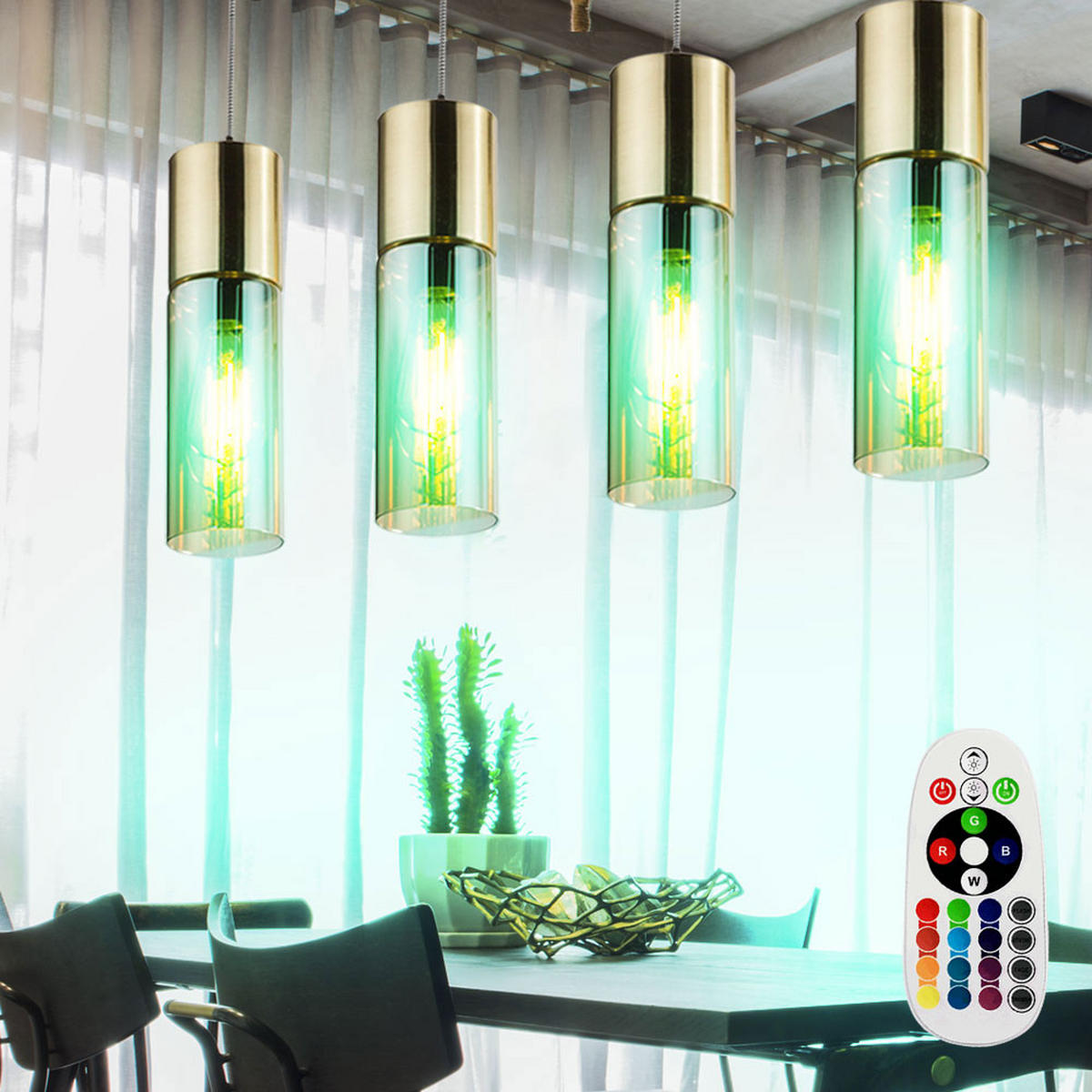 LED HÄNGELEUCHTE ANNIKA Messing Amber - Messingfarben, Glas (80/9/156cm) - Globo Lighting