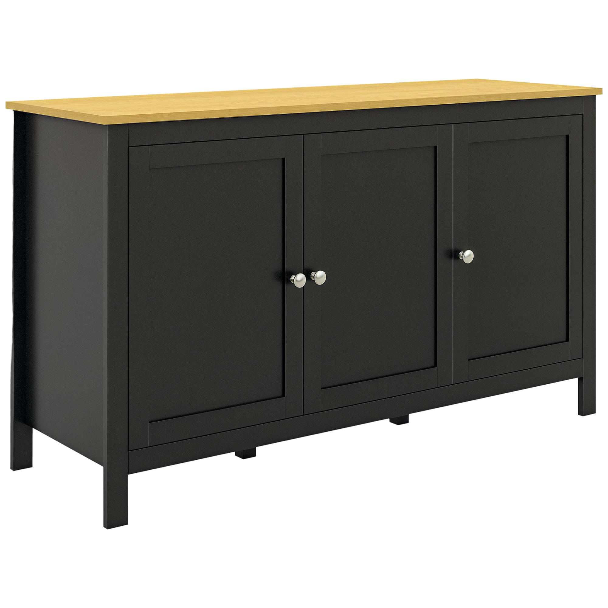 SIDEBOARD DE-11268 3 Türen & 2 verstellbare Böden Schwarz - Schwarz, Holzwerkstoff (120/70/40cm) - ComfortXL