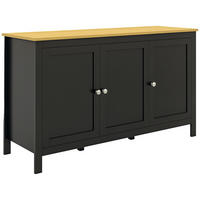 SIDEBOARD DE-11268 3 Türen & 2 verstellbare Böden Schwarz - Schwarz, Holzwerkstoff (120/70/40cm) - ComfortXL