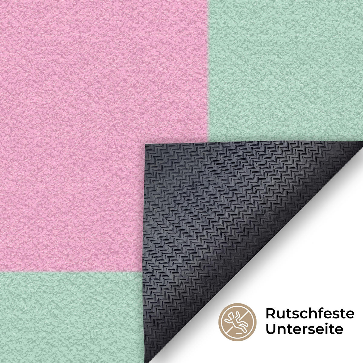 FUSSMATTE Schachbrettmuster - Grün - Rosa - Würfel Fußabtreter 150x90 cm - Mintgrün, Kunststoff (150/90cm) - MuchoWow