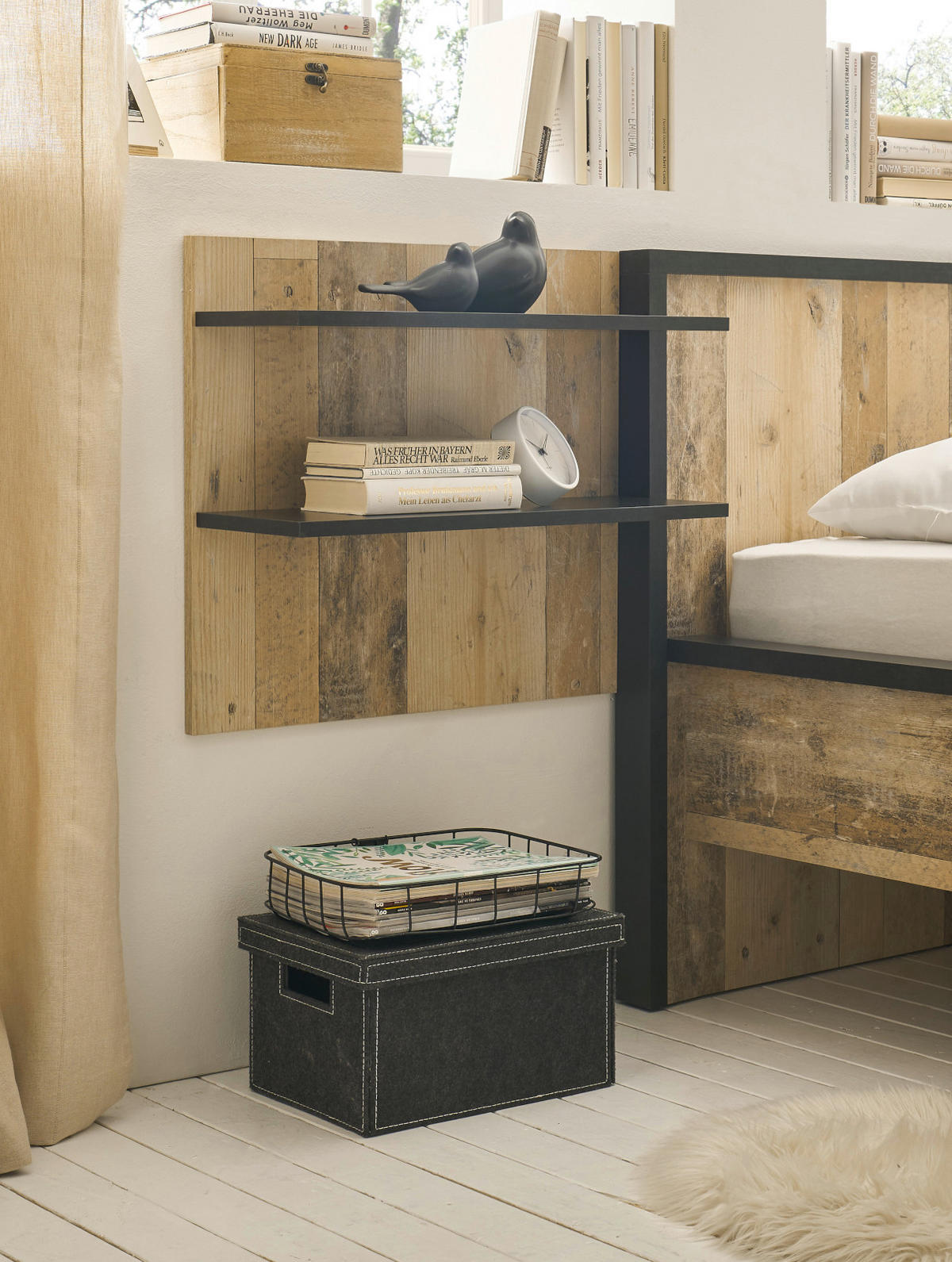 WANDPANEEL Used Wood hell, Anthrazit, Wandboard 60 x 54 cm - Eichefarben/Anthrazit, Holzwerkstoff (60/54/22cm) - Furn.Design