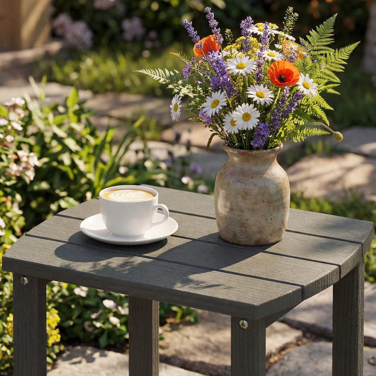 GARTENTISCH DE-07334 aus HDPE und wetterfest Grau - Grau, Kunststoff (48/37/46cm) - ComfortXL