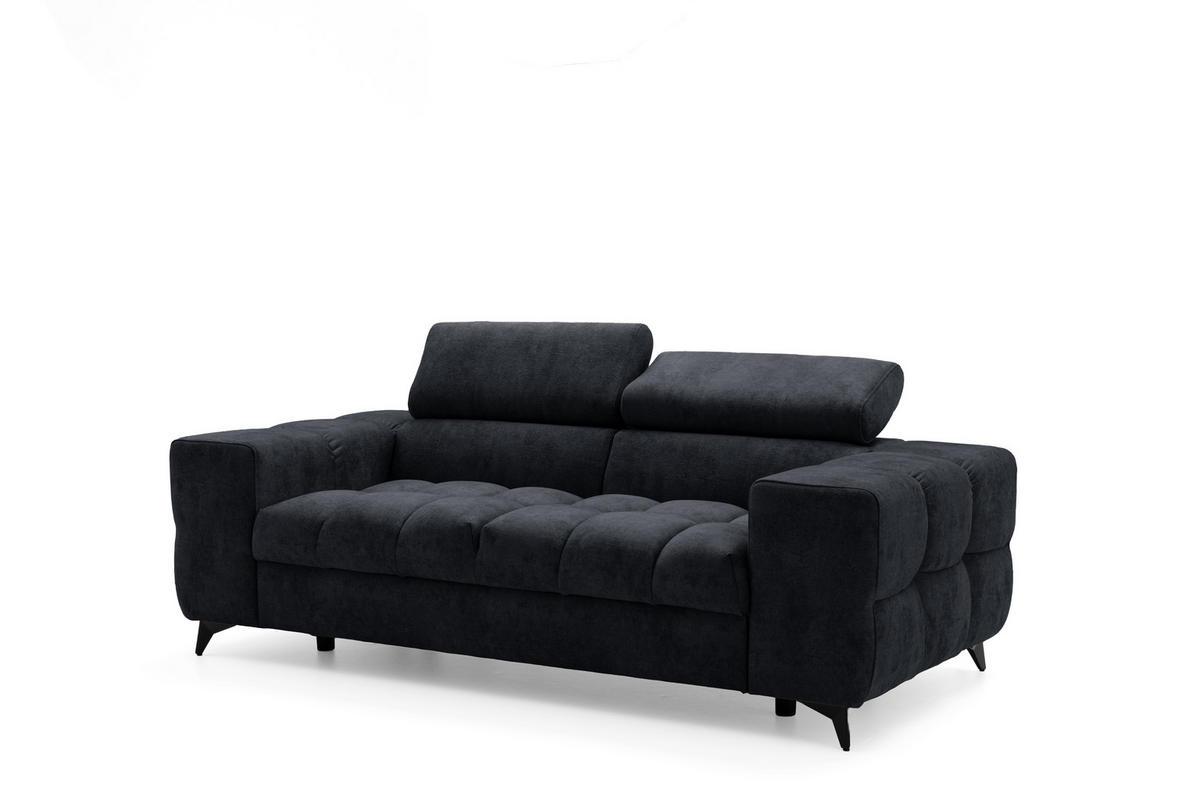 2-SITZER-SOFA PUDDING 209 cm Velours Schwarz - Schwarz, Holz/Textil (209/93/100cm) - Muffo