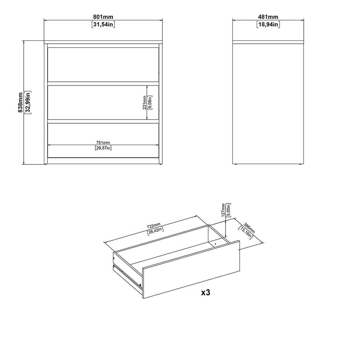 KOMMODE, Next, Weiß, Holzwerkstoff, 80 x 48 x 84 cm - Weiß, Holzwerkstoff (80/84/48cm) - ebuy24