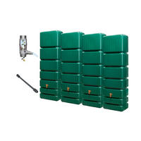 WANDTANK Komplett-Set 1400 L grün 4 x 350 L inkl. Verbindungsset, Kunststoff-Auslaufhahn und Fallrohranschluss - Grün, Kunststoff (270/184/39cm) - 4rain