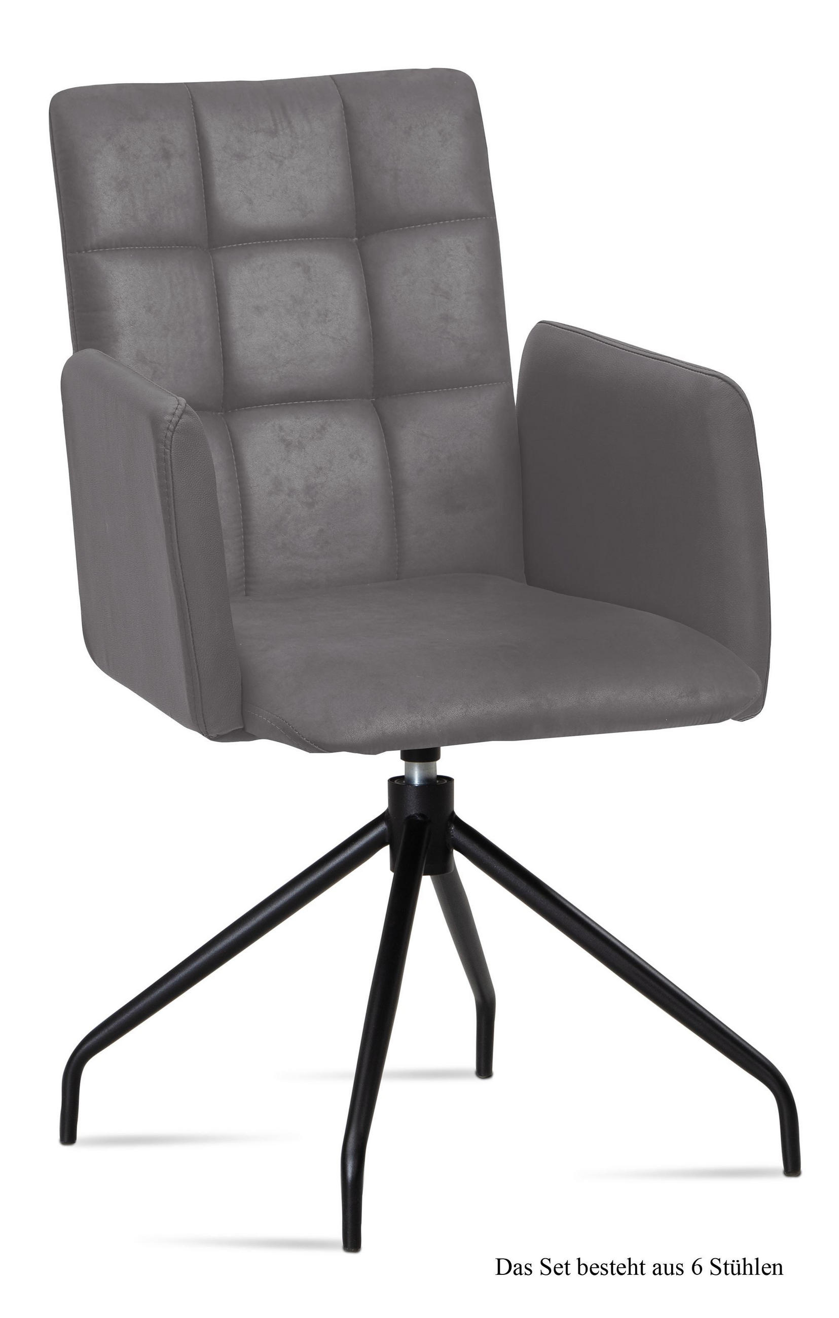 ARMLEHNSTUHL drehbar (6er-Set) Dollie 52x91x60 Schwarz/Grau - Schwarz/Grau, Kunststoff (60/91/52cm) - 58aufmkessel