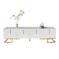 TV-SCHRANK 170 cm Weiß mit 4 Türen und goldfarbenen Beinen - Weiß, Holzwerkstoff (40/45.5/170cm) - Beauniv