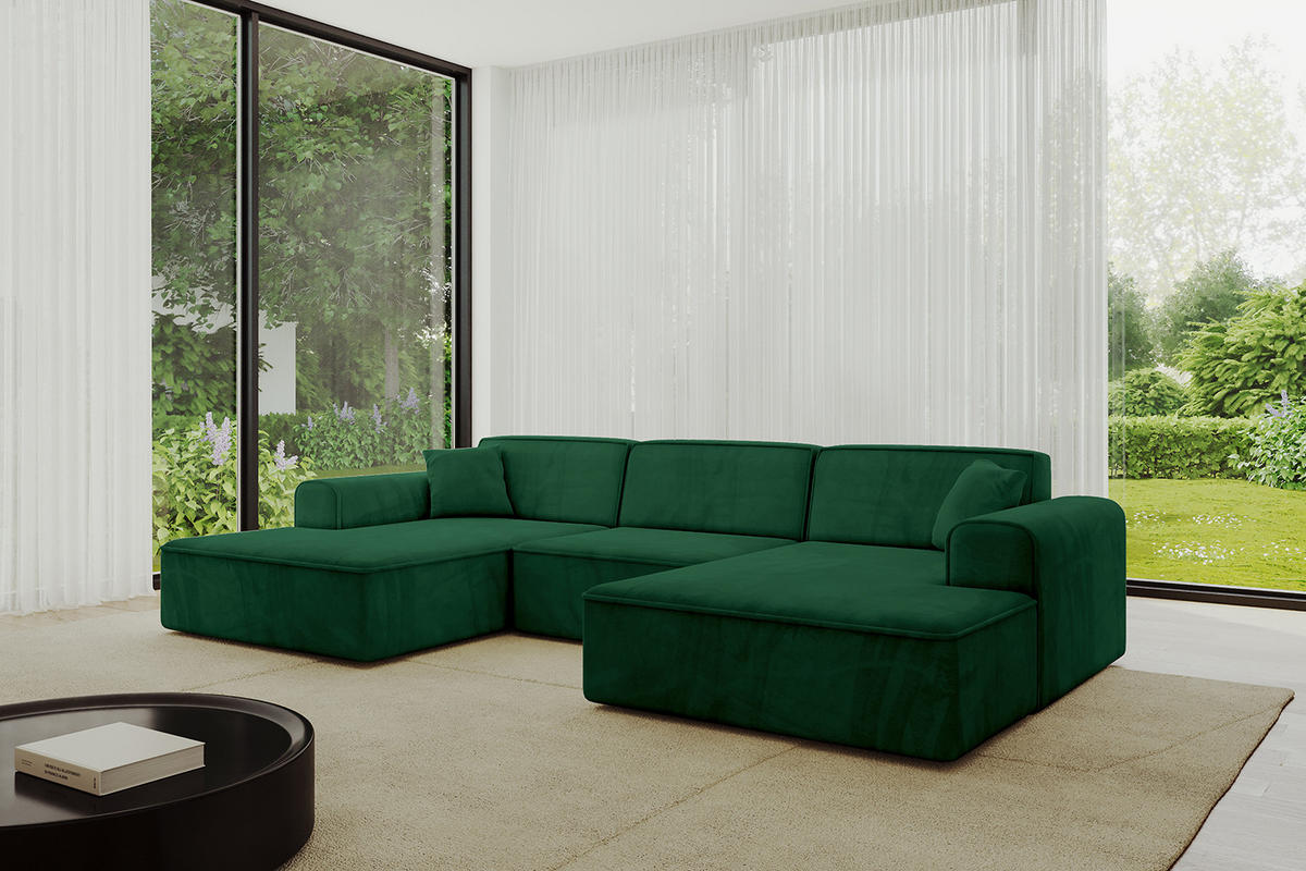 WOHNLANDSCHAFT IREA-U1-v3 - 303x171x79 cm Grün - Grün, Holzwerkstoff/Textil (303/79/171cm) - ALTDECOR