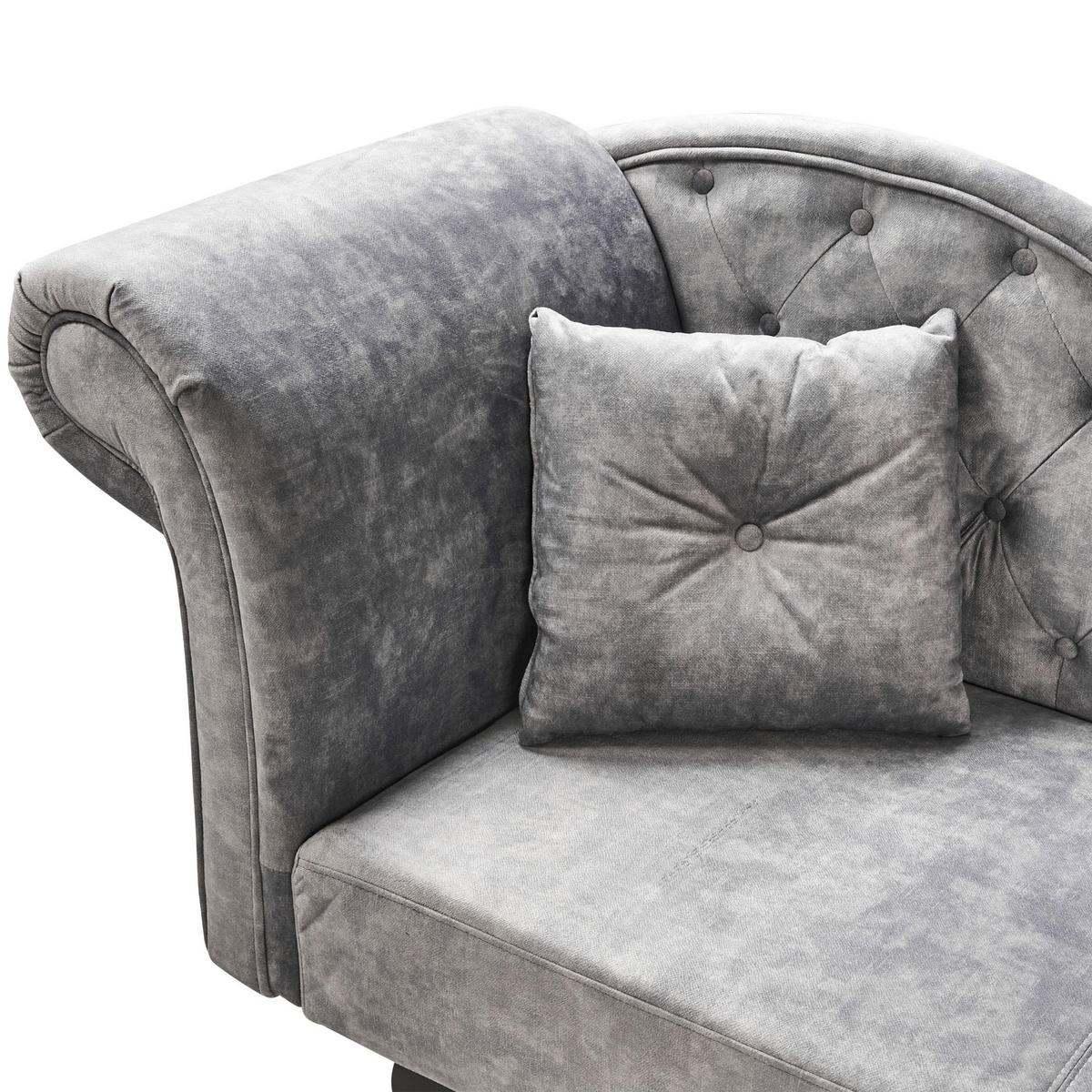 ČALOUNĚNÉ LEHÁTKO CHAISE LONGUE LEVOSTRANNÉ Sametová látka Šedé Lattes II - tmavě šedá/hnědá, textil (192/81/59cm) - Beliani