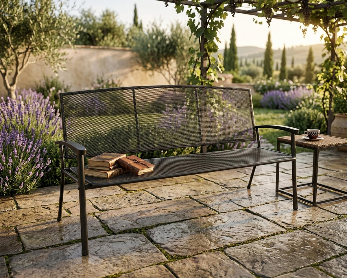 GARTENBANK Roma 3-Sitzer aus Streckmetall - Grau, Metall (171/92/65cm) - TPFGarden