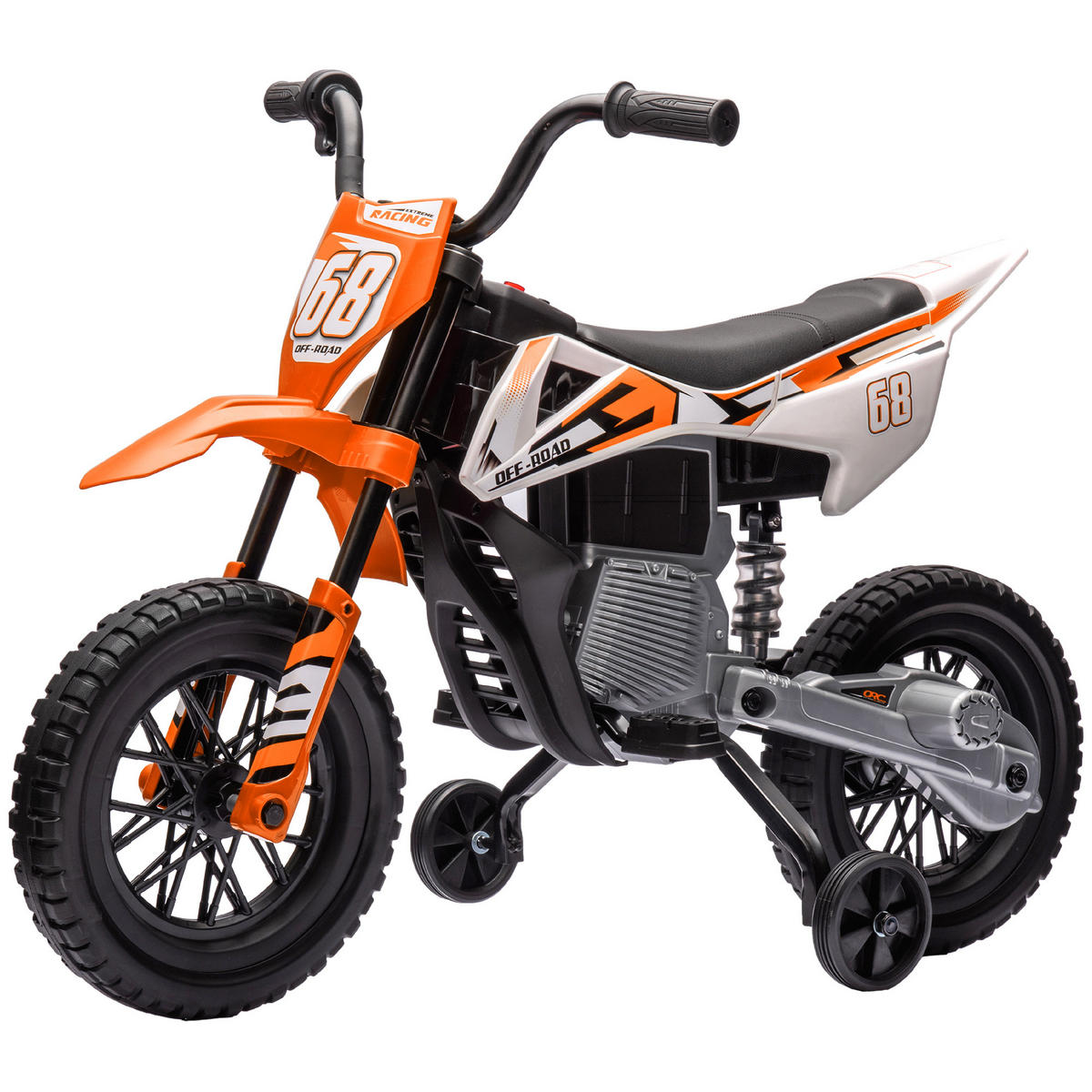ELEKTRO-MOTORRAD DE-06188 12V mit Trainingsrädern und Musik Orange - Orange, Kunststoff/Metall (107/56/70cm) - ComfortXL