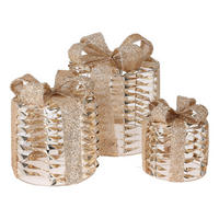 LED-LICHTDEKORATION 3er-Set - Goldfarben, Metall (25/30/25cm) - Home Styling Collection