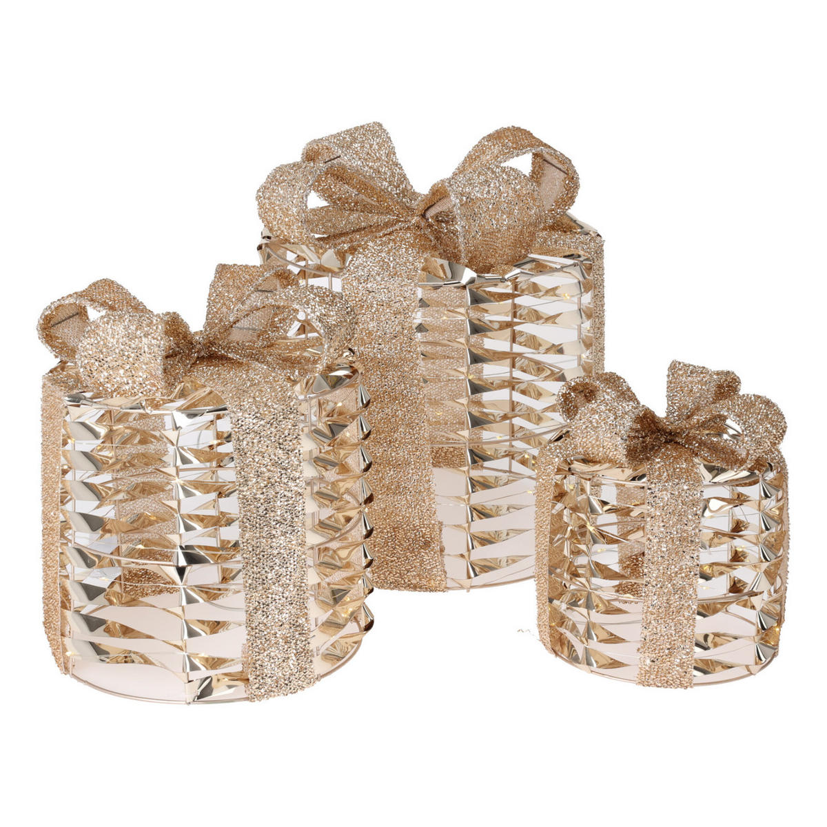 LED-LICHTDEKORATION 3er-Set - Goldfarben, Metall (25/30/25cm) - Home Styling Collection