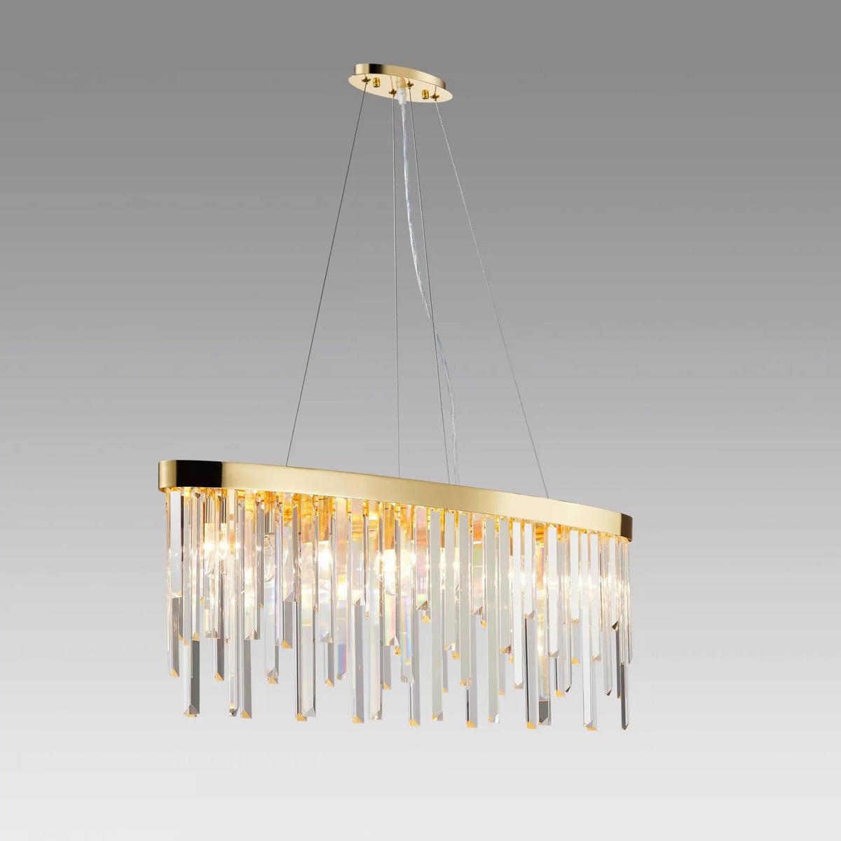 HÄNGELEUCHTE Pendelleuchte Starnberg 90cm mit funkelnden Kristallstäben Gold - Messingfarben, Glas (90/20/32cm) - PGA Lights