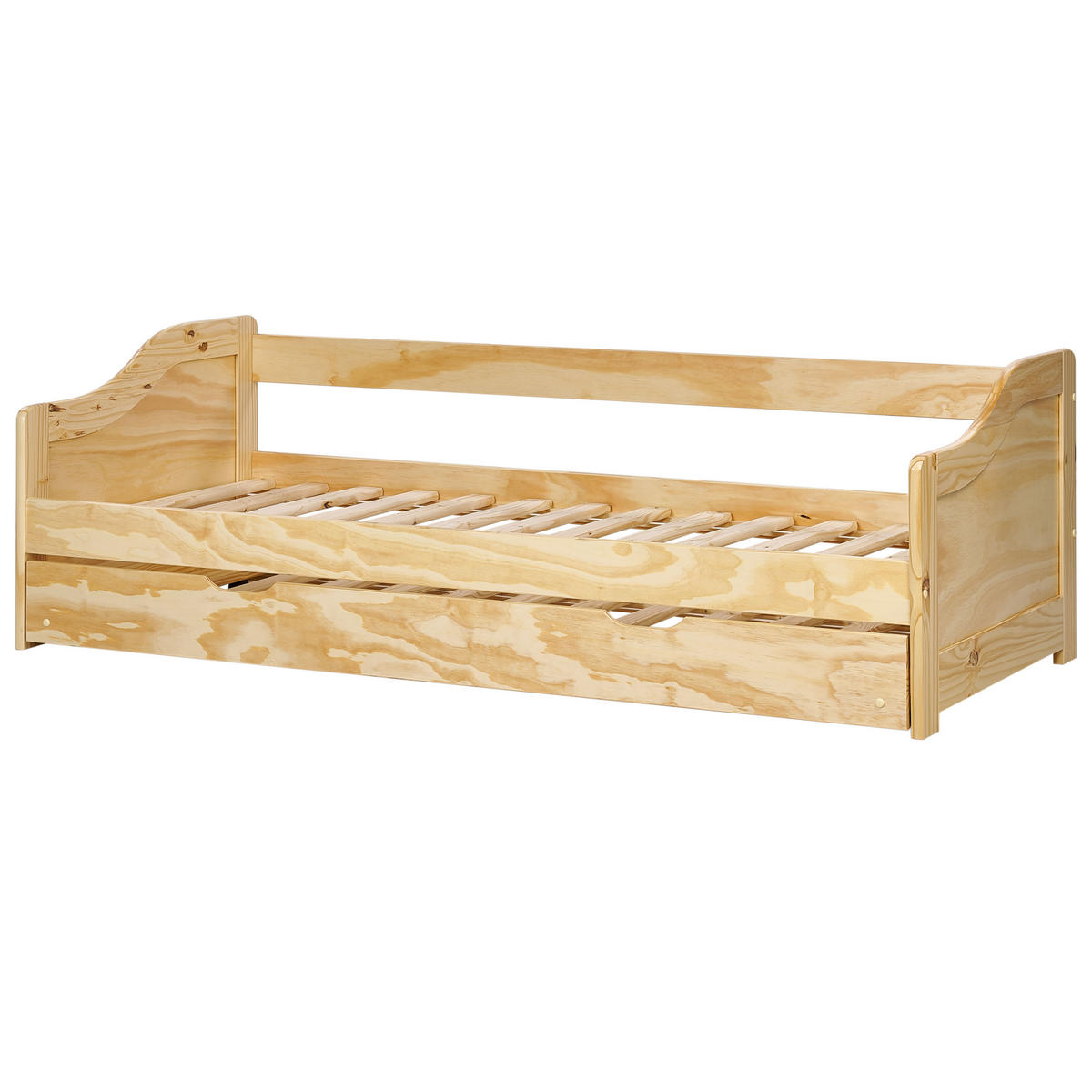 UTDRAGBAR SÄNG 90x200 cm ljust trä Luneray - Ljusbrun, Trä (90/200cm) - Beliani