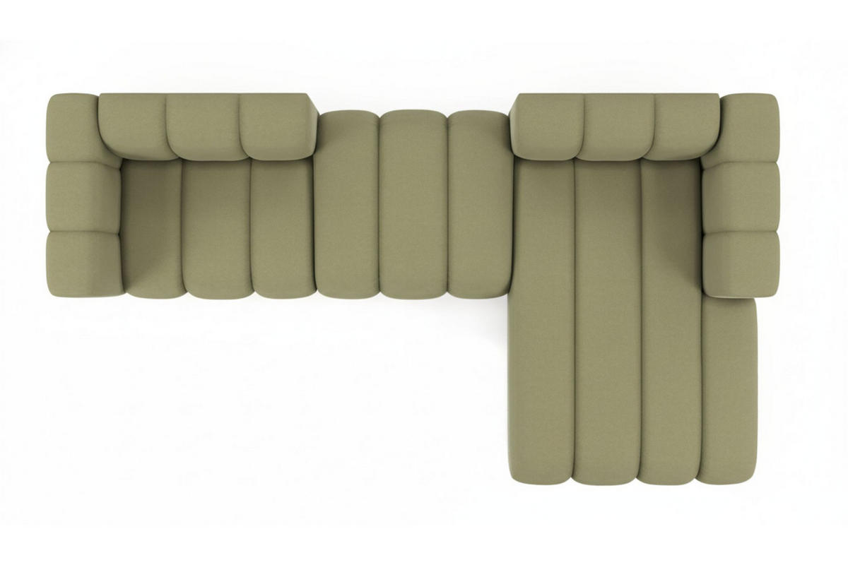 ECKSOFA L-Form Grand L 319 cm, Veloursstoff Salvador, Olive, Rechts - Olivgrün, Holz (319/179cm) - Kaiser Möbel