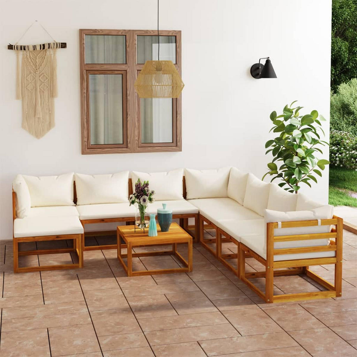 GARTENSET Reidinger 9-teilig - Creme, Holzwerkstoff - Nettlife