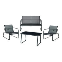 GARTENMÖBEL-SET 4 TLG. Anzi - Schwarz, Glas/Textil - casa.pro