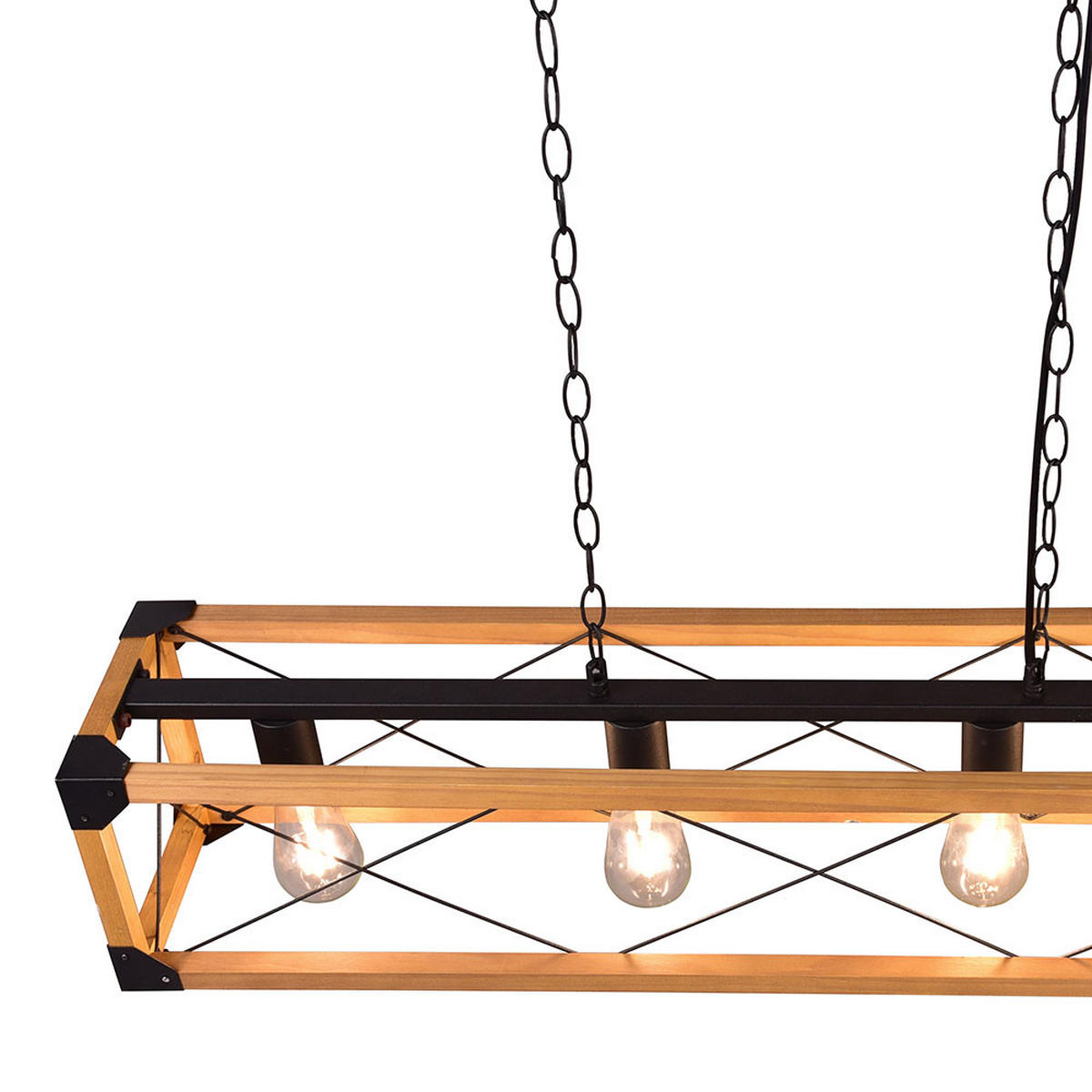 HÄNGELEUCHTE Holz Metall Schwarz Natur - Braun, Holz (100/20/150cm)