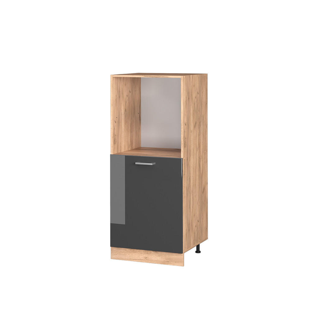 HERDUMBAUSCHRANK R-Line Anthrazit Hochglanz 60 cm - Honigeiche/Schwarz Hochglanz, Holzwerkstoff (60/143/57cm) - Vicco