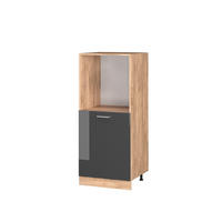 SKŘÍŇKA NA VESTAVĚNOU TROUBU R-Line Antracitový vysoký lesk 60 cm - medově dubová/vysoce lesklá černá, kompozitní dřevo (60/143/57cm) - Vicco