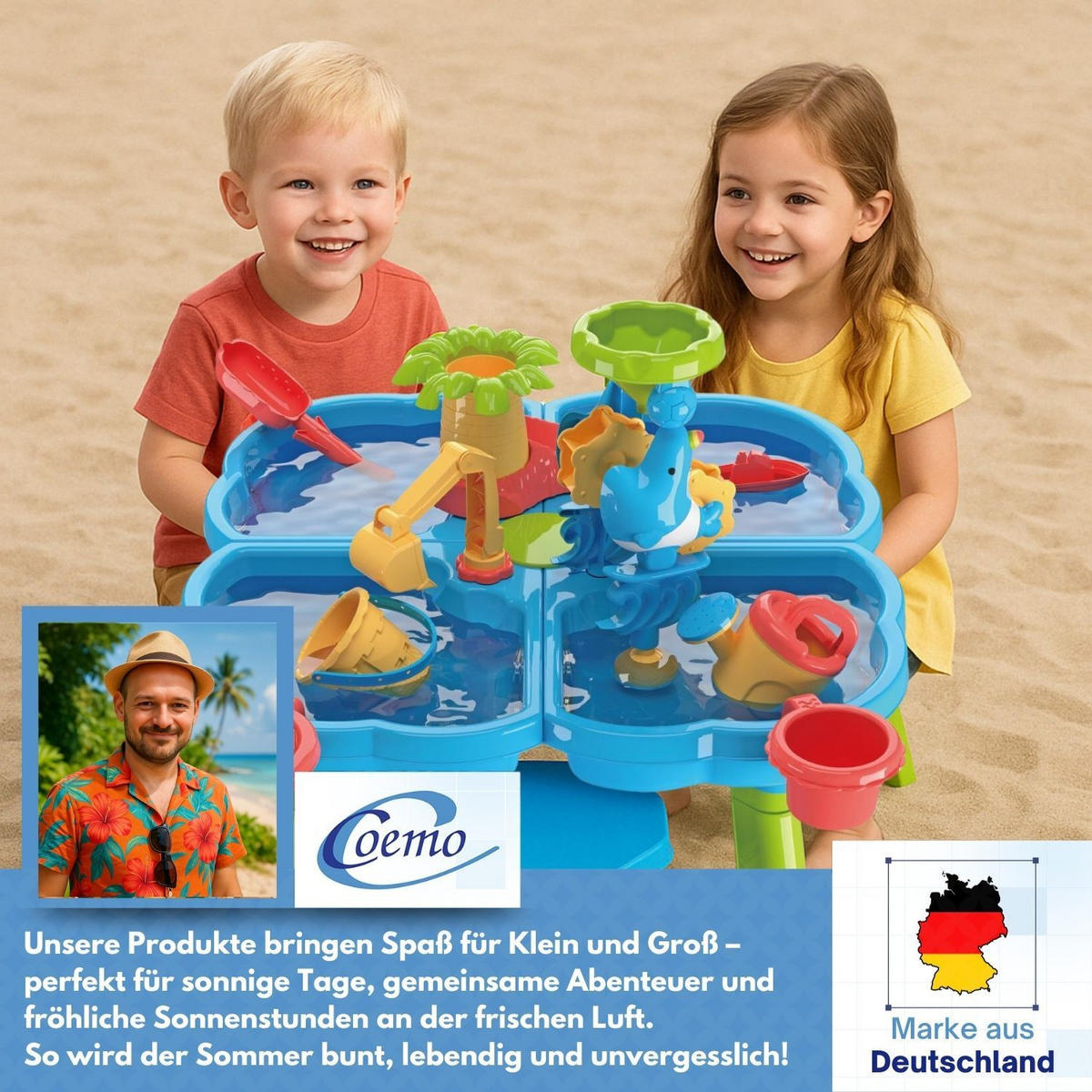 WASSERSPIELTISCH NARIUS M mit Zubehör 20 Teile - Multicolor, Kunststoff (58/58/62cm) - Coemo