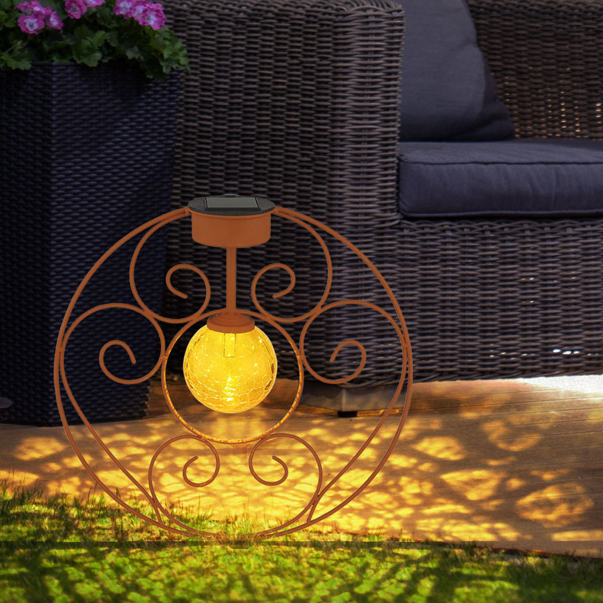 LED AUSSENLEUCHTE Solar Metall Rost Braun - Braun, Glas (30/8.5/41cm) - Globo Lighting