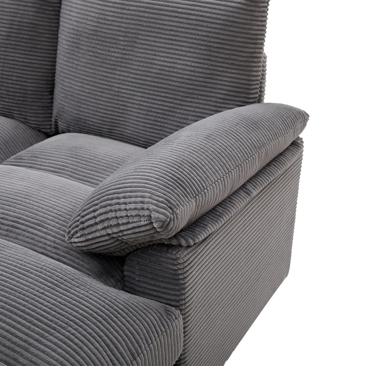 SOFA in U-Form mit Stauraum 293 x 142 cm Cord Grau mit 2 Kissen - Grau, Kunststoff (142/93/293cm) - Meubliv