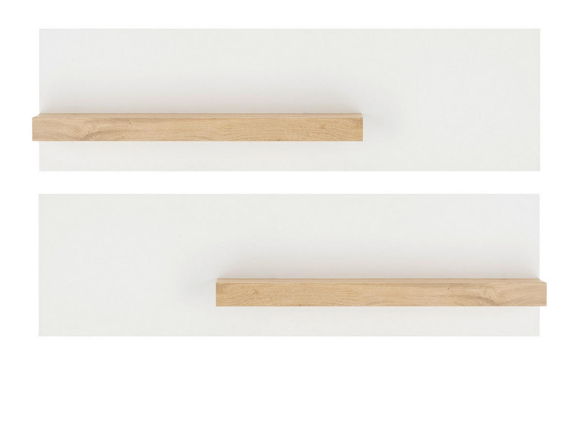 SCHREIBTISCHKOMBINATION 2-teilig weiß matt, Eiche Wotan 143 cm, Büromöbel Set mit Wandregal - Silberfarben/Eiche Wotan, Holzwerkstoff/Kunststoff (143/62/180cm) - Furn.Design