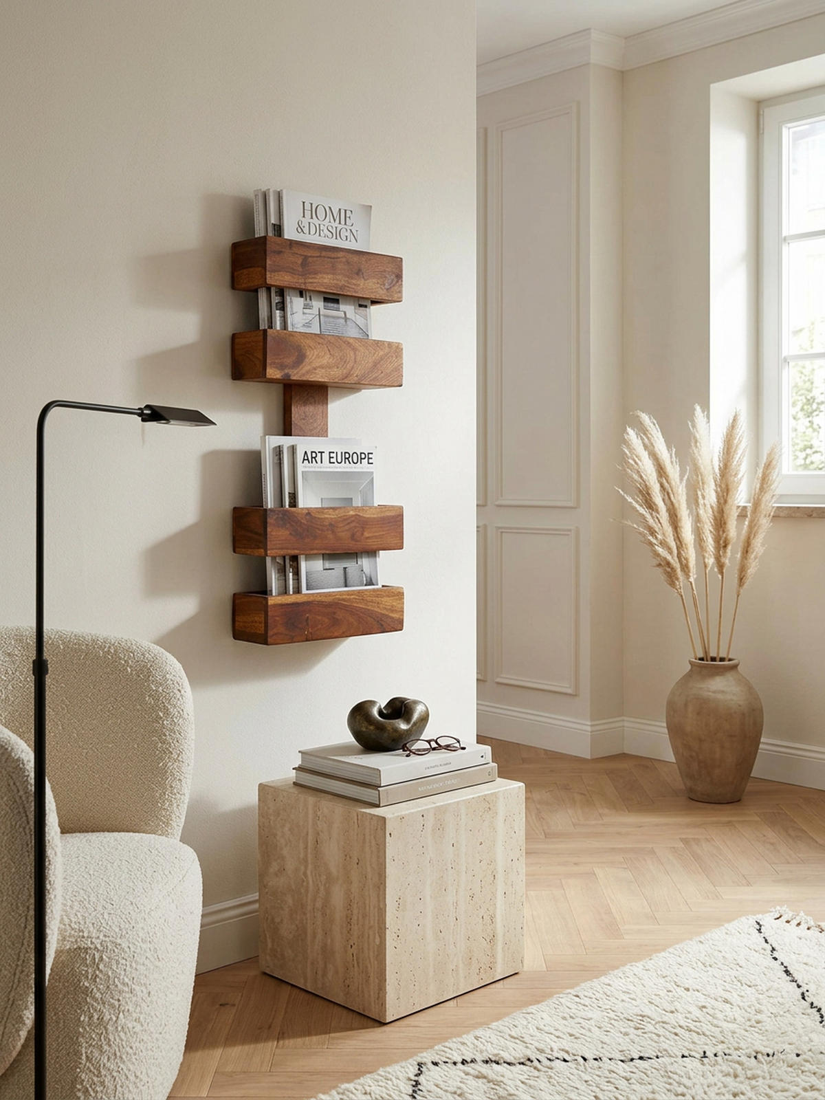 ZEITUNGSSTÄNDER NAKO Massivholz Klassisch Handgefertigt, Braun 30x10x72 cm - Braun, Holz (30/72/10cm) - KADIMA DESIGN