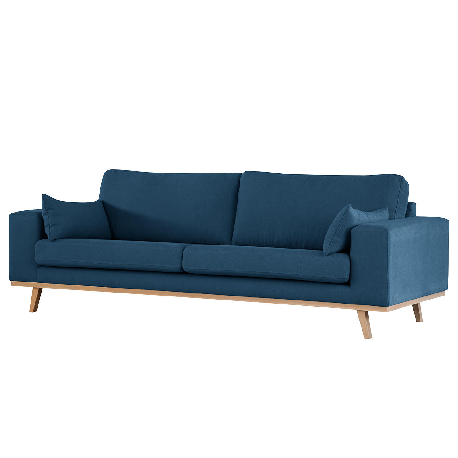 3-SITZER SOFA - Blau/Buchefarben, Textil (237/81/88cm) - home24