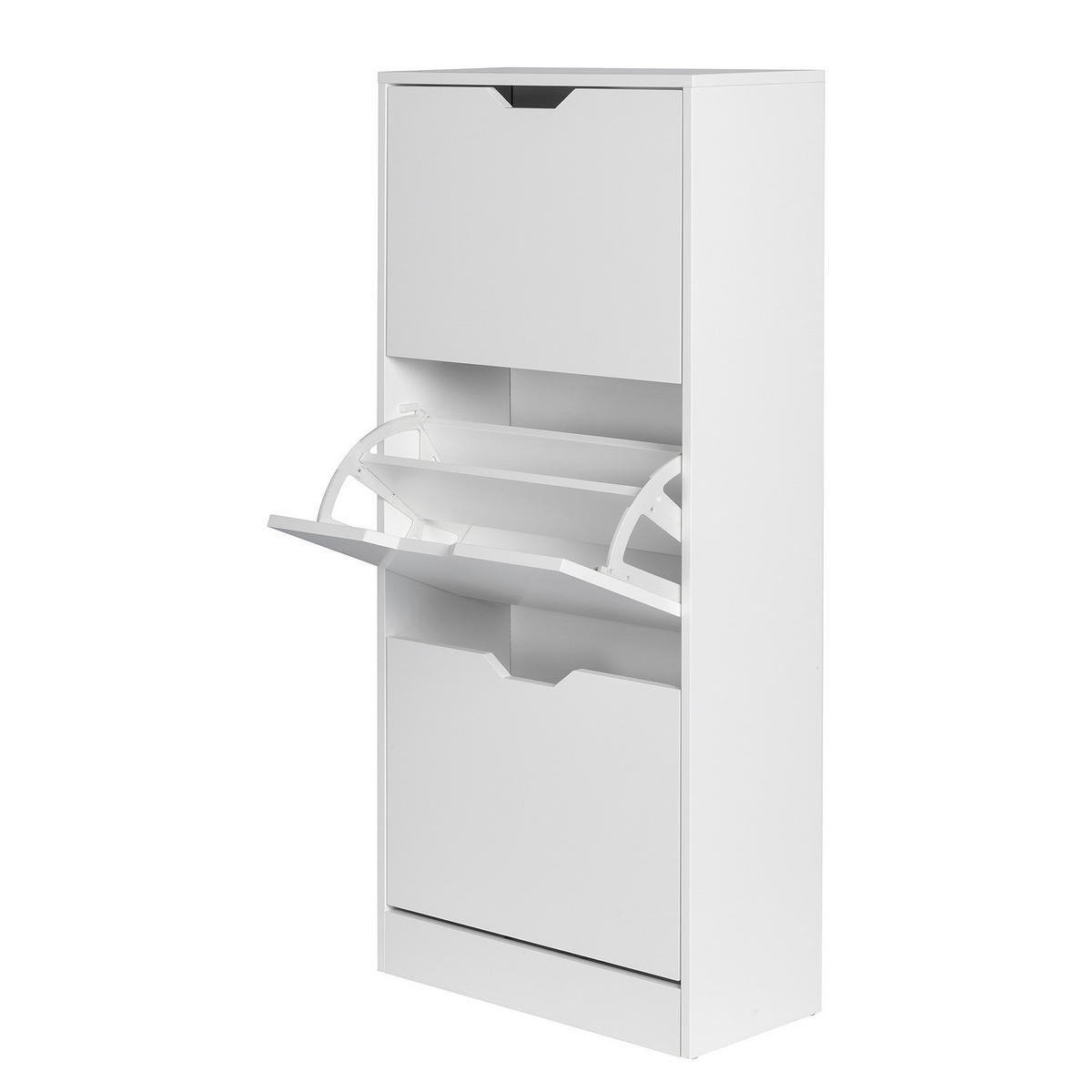 SCHUHKIPPER - Weiß - Weiß, Holzwerkstoff (55/117/24cm) - home24