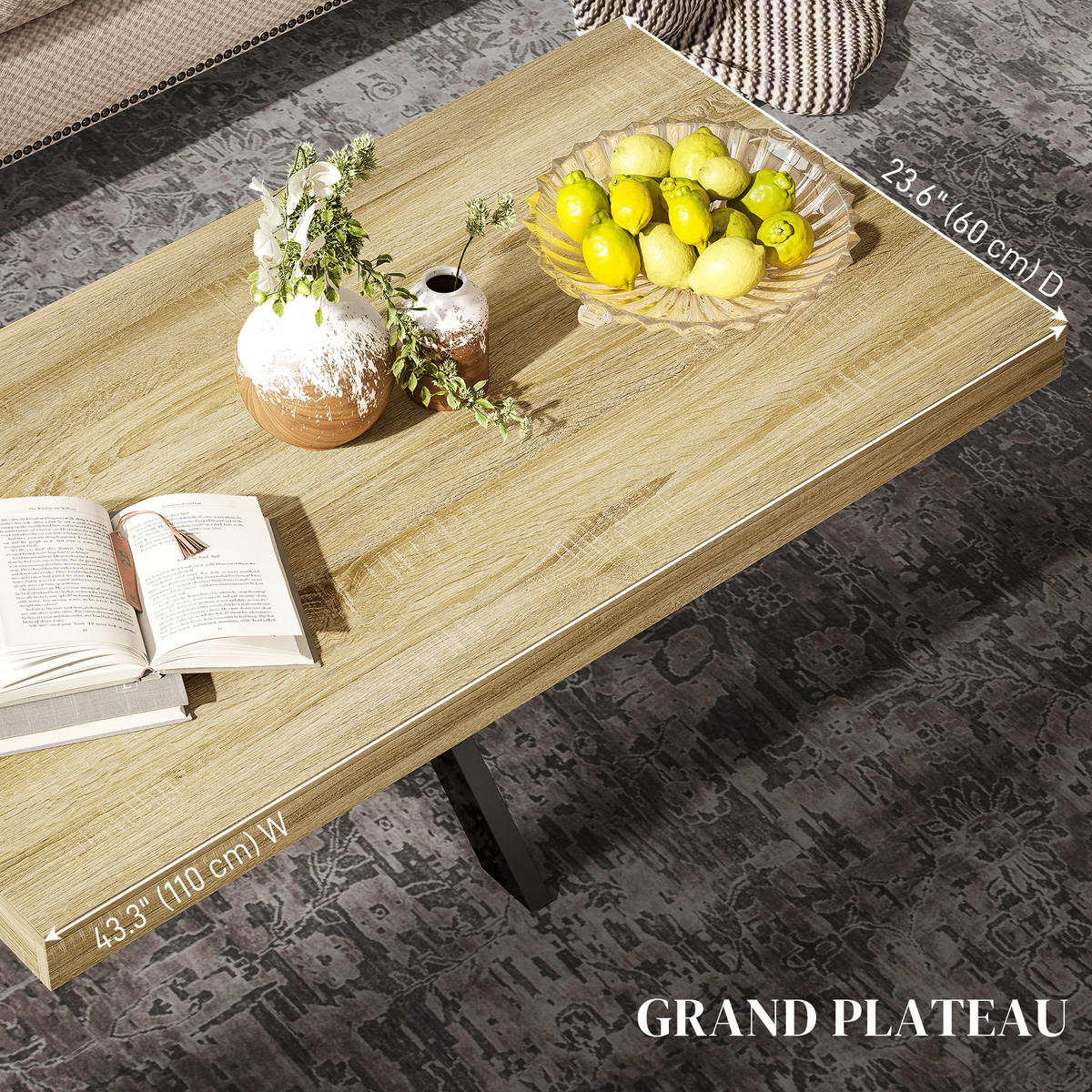 COUCHTISCH DE-15761 industrieller Stil Holzfarbe - Naturfarben, Holzwerkstoff (110/60/45cm) - ComfortXL