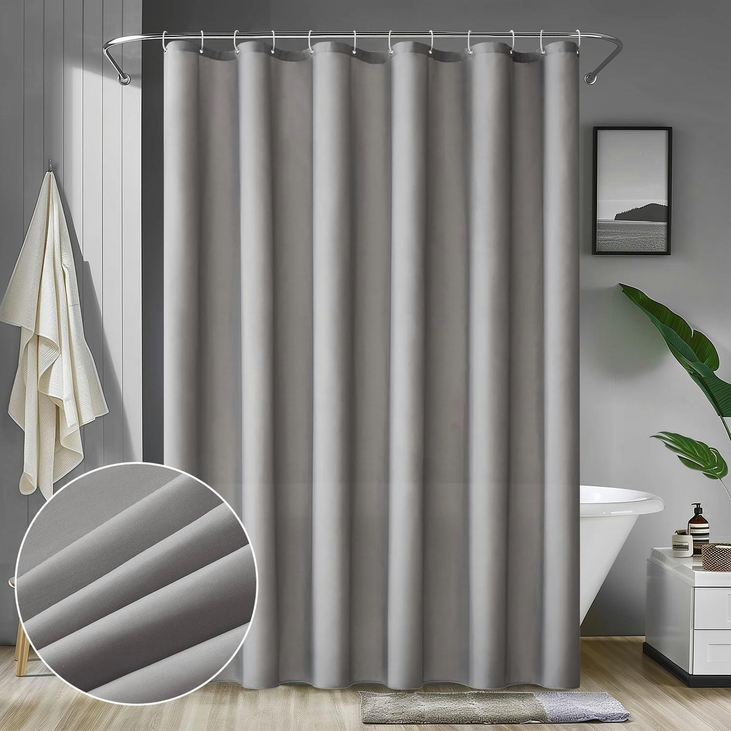 DUSCHVORHANG Grau 180 x 210 cm - Grau, Textil (180/210cm)