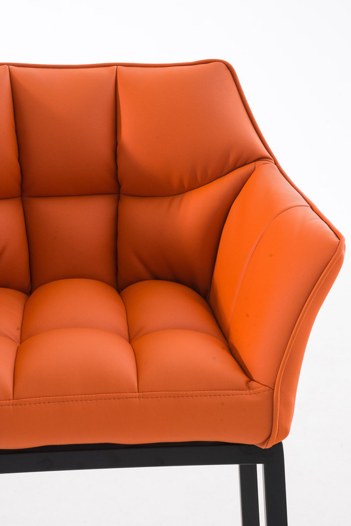 BARHOCKER Gibel Kunstleder Orange Schwarz - Orange, Leder (64/110/48cm) - DELUKE