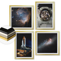 WANDBILDER 4er Set - 50x50 cm & 40x60 cm Goldrahmen - Astronauten landen auf dem Mond - Goldfarben, Kunststoff (50/50cm) - ArtPrintCave